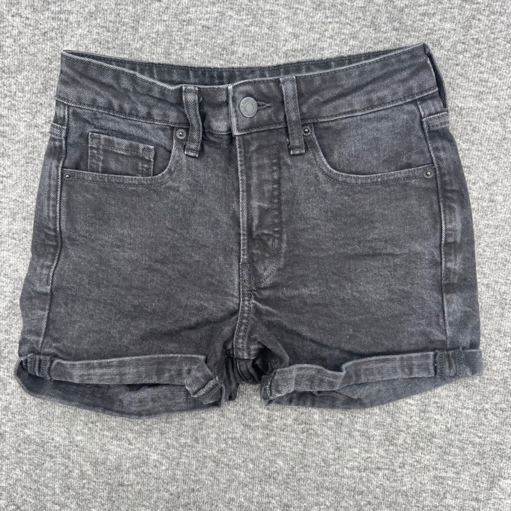 Old Navy‎ OG Straight High Rise Black Denim Shorts Cuffed Womens Size 0